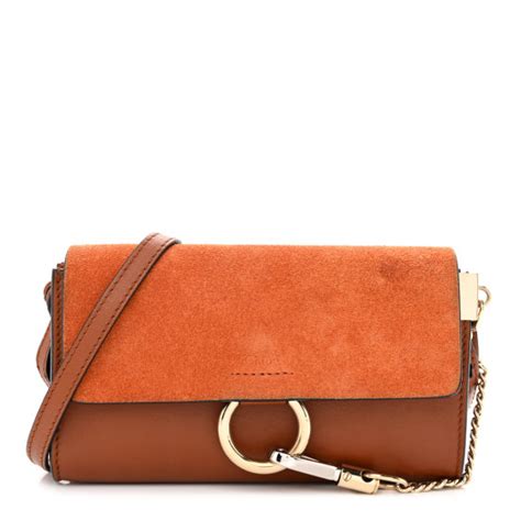 chloe faye wallet on strap|CHLOE Suede Calfskin Faye Wallet On Strap Tan.